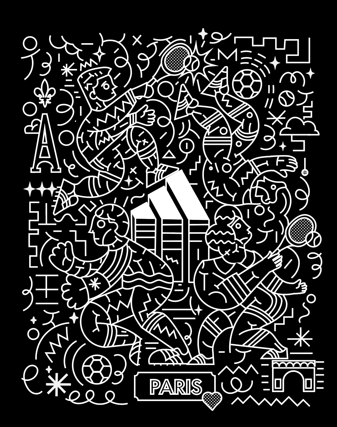 Illustration pour Adidas Paris — T-shirt campaign par Yoaz illustrateur